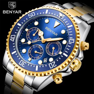 BENYAR 2020 Mens Casual Sport Watch Top Brand Luxury Army Military Mens Wrist Watch stainless steel Clock Relogio Masculino