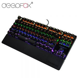 I buy אלקטרוניקה DeepFox Mechanical Gaming Keyboard 87 Keys Blue Switch Illuminate Backlight Anti-ghosting LED Keyboard Wrist Pro Gamer Keyboard