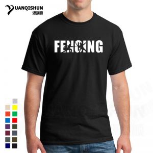I buy בגדים 16 Colors Fencing Letter T Shirt Men Fencing Printed Cotton T-shirt Funny Casual Short Sleeve O-neck Tops Brand Clothing Homme