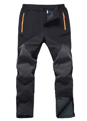 Gash Hao Mens Snow Ski Waterproof Softshell Snowboard Pants Outdoor Hiking Fleece Lined Zipper Bottom Leg